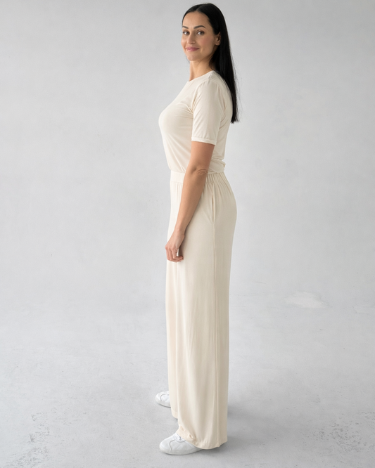 Spodnie dla wysokich kobiet - Soft Power- Ecru