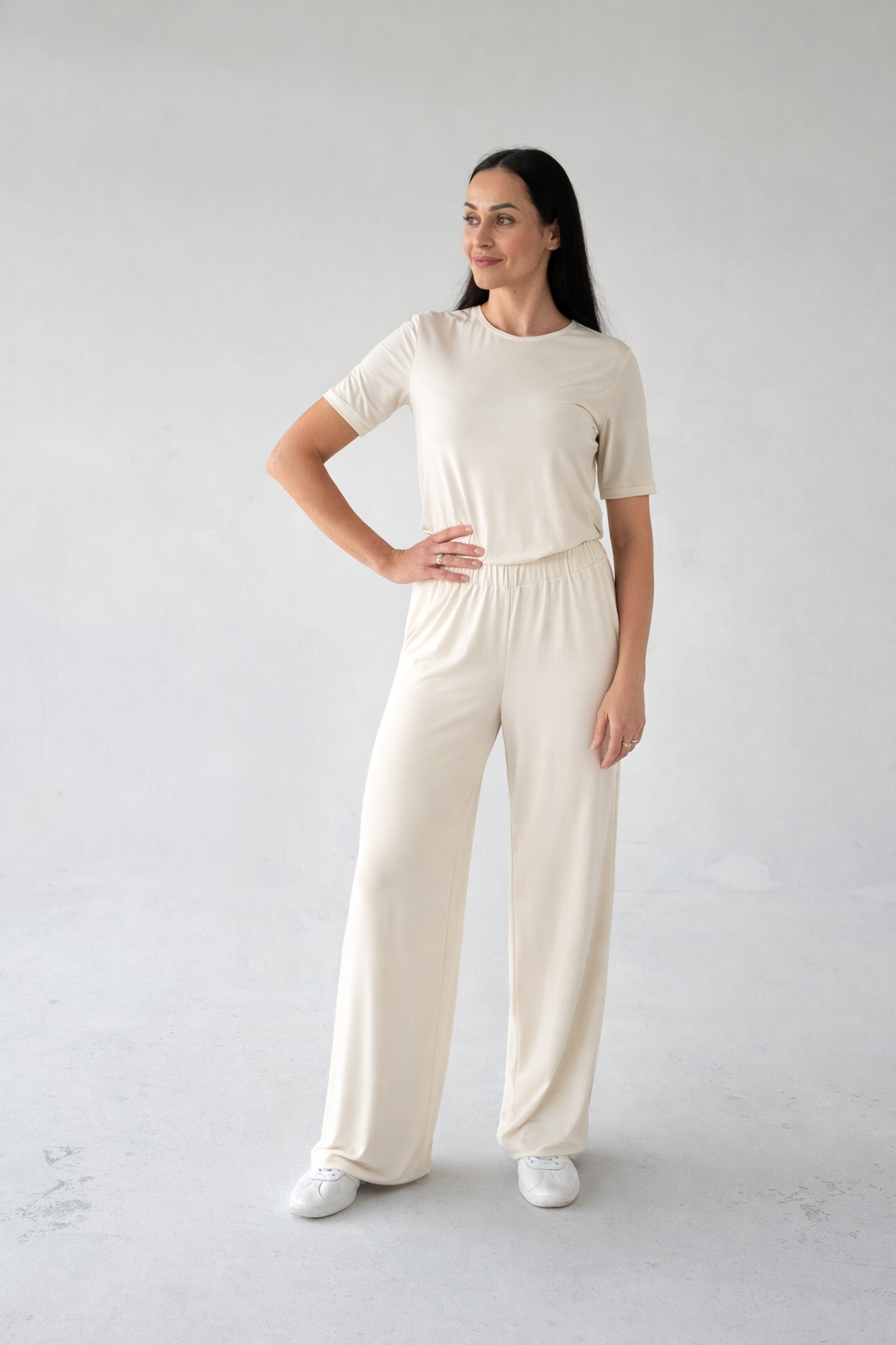 Spodnie dla wysokich kobiet - Soft Power- Ecru