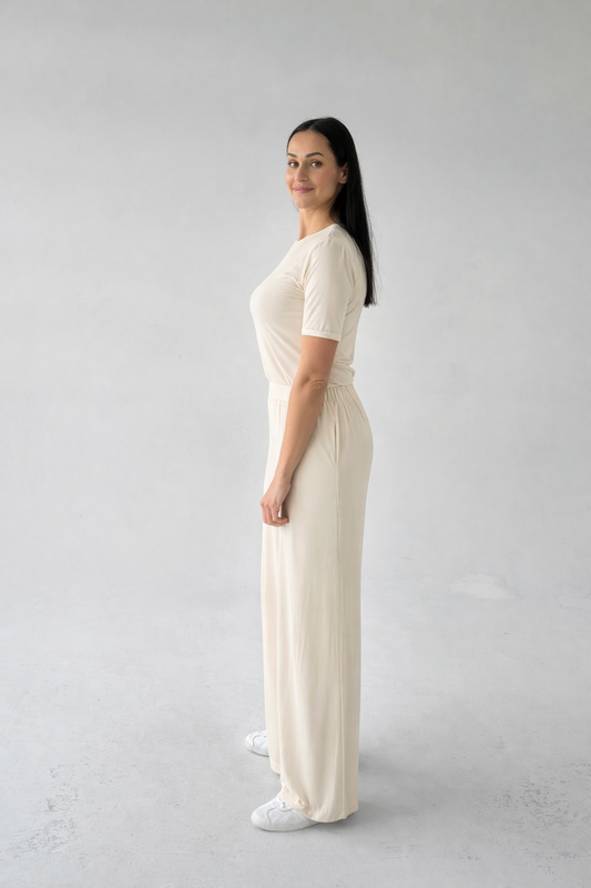 Spodnie dla wysokich kobiet - Soft Power- Ecru