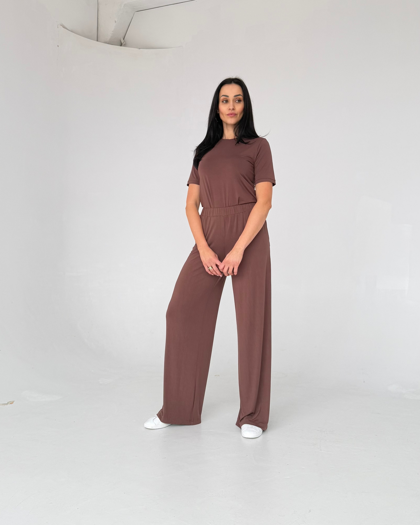 Spodnie dla wysokich kobiet - Soft Power - Brown