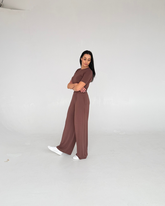 Spodnie dla wysokich kobiet - Soft Power - Brown